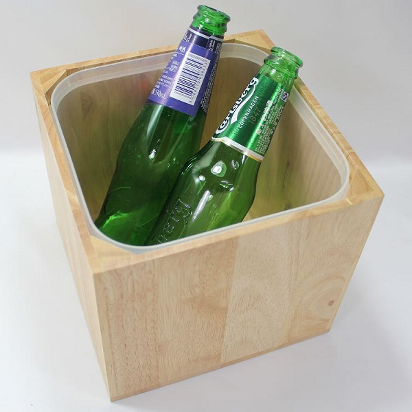 Wood Cube Shape 4L Ice Bucket																					 																					 
